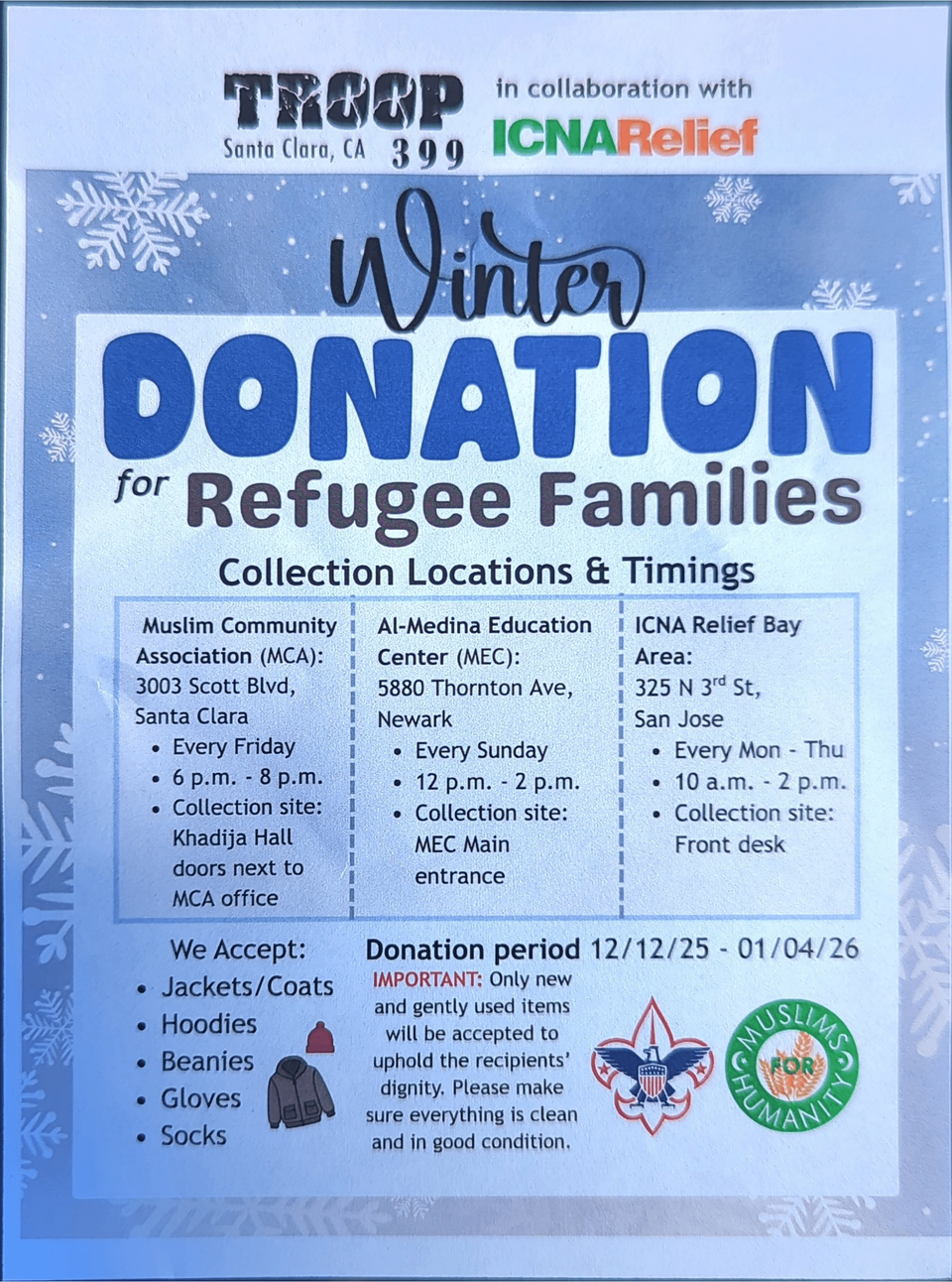 Winter Clothes Donation For Refugees